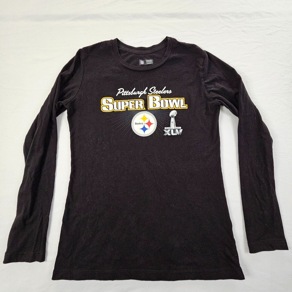 Pittsburgh Steelers Superbowl XLV 2010 Black Short Sleeve T-Shirt Women's S